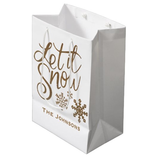 Laat het Sneeuwen Kerstcadeautas Medium Cadeauzakje (Voorkant Gekanteld)
