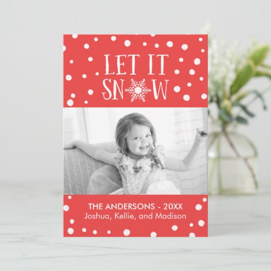 Laat het sneeuwen kerstkaart (Staand voorkant)