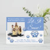 Laat het sneeuwen! Kerstkaart met blauwe en witte (Staand voorkant)