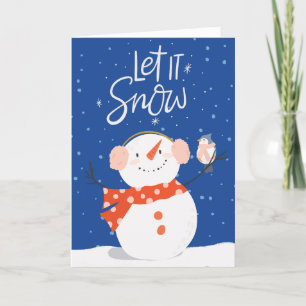 Laat het Sneeuwen Kerstkaart Navy Feestdagen Kaart