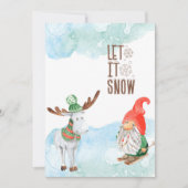 Laat het Sneeuwen Kerstkabouter en Eland Feestdagenkaart (Voorkant)
