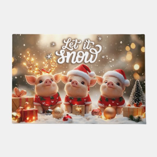 Laat het Sneeuwen Kerstmat – Festieve Welkom Mat (Voorkant)
