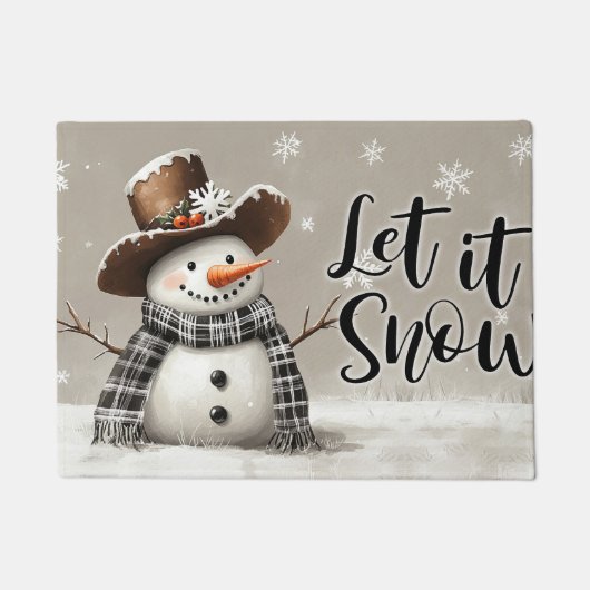 Laat het Sneeuwen Kerstmat – Festieve Welkom Mat (Voorkant)