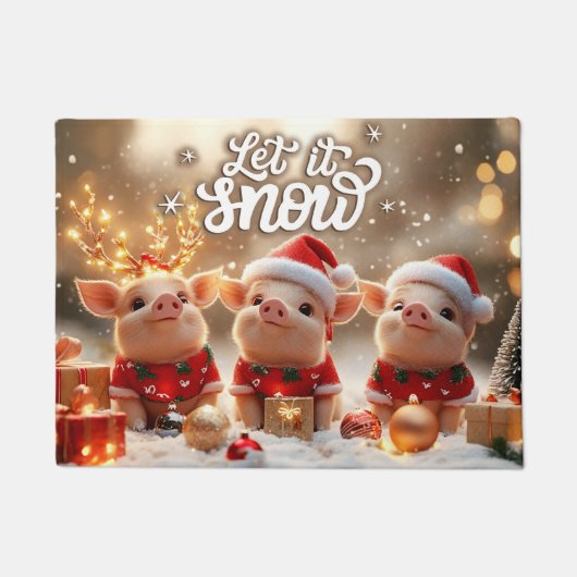 Laat het Sneeuwen Kerstmat – Festieve Welkom Mat (Voorkant)