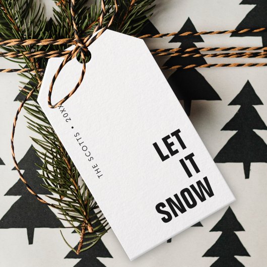 Laat het sneeuwen | Kerstminimaal Schoon Eenvoudig Cadeaulabel