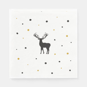 Laat het sneeuwen Kerstmis Art Cartoon rendieren A Servet
