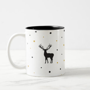 Laat het sneeuwen Kerstmis Art Cartoon rendieren A Tweekleurige Koffiemok