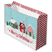 Laat het Sneeuwen Kerstmis Dorp Grote Cadeautas (Voorkant Gekanteld)