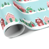 Laat het Sneeuwen Kerstmis Dorp Inpakpapier (Rol Hoek)