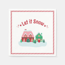 Laat het Sneeuwen Kerstmis Dorps Cocktail Servetje Servet