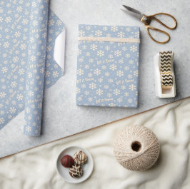Laat het Sneeuwen Kerstmis Inpakpapier - Blauw