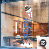 Laat het sneeuwen Kerstmis Sneeuwman rendieren Raamsticker (Cafe Raam)