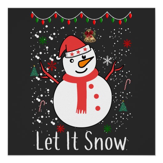 Laat het sneeuwen Kerstmis sneeuwpop Perfect Poster (Voorkant)
