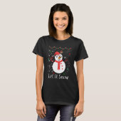 Laat het sneeuwen Kerstmis sneeuwpop T-shirt (Voorkant volledig)