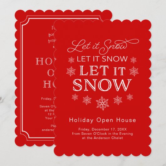 Laat het Sneeuwen Kerstvakantie Open Huis Kaart (Voorkant / Achterkant)