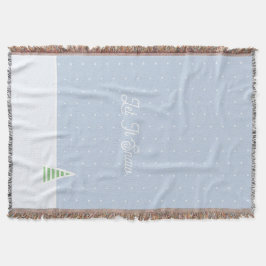 Laat het sneeuwen kleine winterboom ijs blauwe pol deken