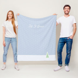 Laat het sneeuwen kleine winterboom ijs blauwe pol fleece deken
