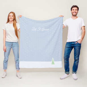 Laat het sneeuwen kleine winterboom ijs blauwe pol fleece deken