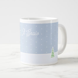 Laat het sneeuwen kleine winterboom ijs blauwe pol grote koffiekop