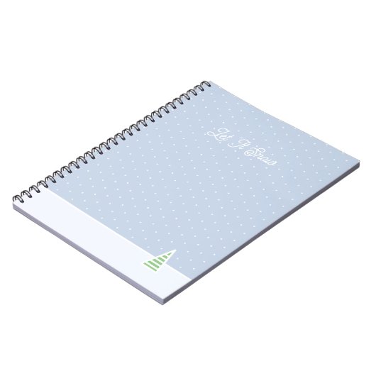 Laat het sneeuwen kleine winterboom ijs blauwe pol notitieboek (Linkerzijde)