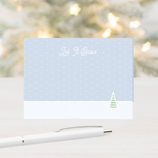 Laat het sneeuwen kleine winterboom ijs blauwe pol post-it® notes