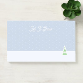 Laat het sneeuwen kleine winterboom ijs blauwe pol post-it® notes