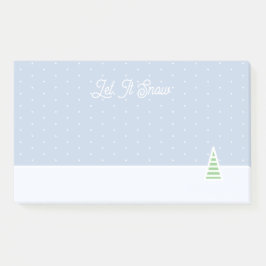 Laat het sneeuwen kleine winterboom ijs blauwe pol post-it® notes