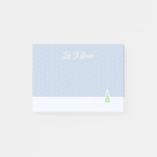 Laat het sneeuwen kleine winterboom ijs blauwe pol post-it® notes (Voorkant)