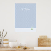 Laat het sneeuwen kleine winterboom ijs blauwe pol poster (Keuken)
