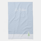 Laat het sneeuwen kleine winterboom ijs blauwe pol theedoek (Verticaal)