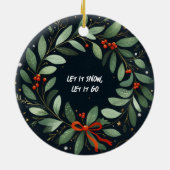 Laat het sneeuwen, laat het gaan kerstversiering keramisch ornament (Achterkant)