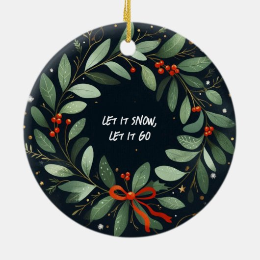 Laat het sneeuwen, laat het gaan kerstversiering keramisch ornament (Achterkant)