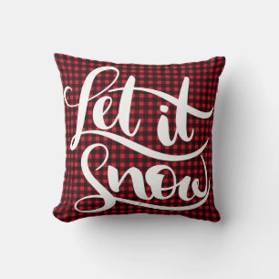Laat het Sneeuwen Lettering Rood Zwart Buffalo Pla Kussen