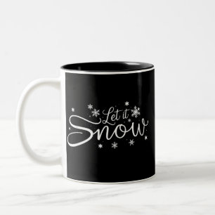 Laat het Sneeuwen Liefhebber Sneeuwvlok Vakantie P Tweekleurige Koffiemok