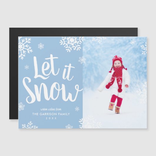 Laat het sneeuwen | Magnetische vakantie fotokaart (Voorkant / Achterkant)