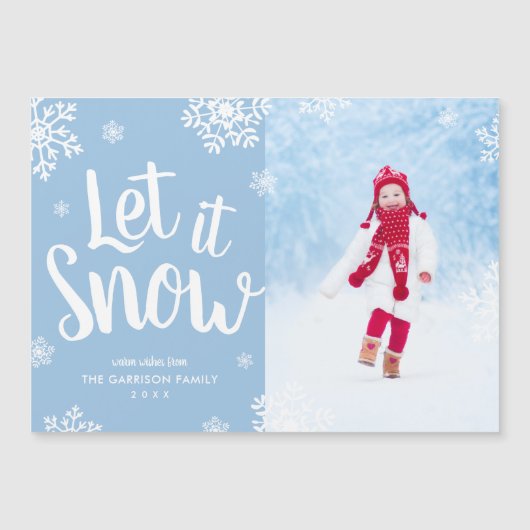 Laat het sneeuwen | Magnetische vakantie fotokaart (Voorkant)