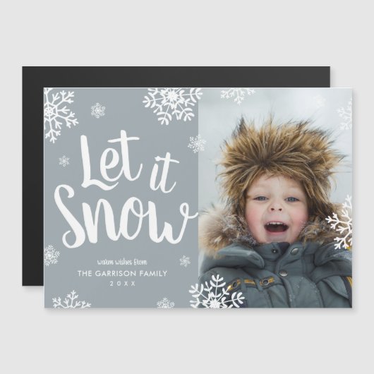 Laat het sneeuwen | Magnetische vakantie fotokaart (Voorkant / Achterkant)
