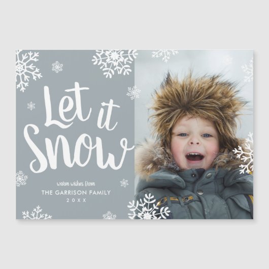 Laat het sneeuwen | Magnetische vakantie fotokaart (Voorkant)