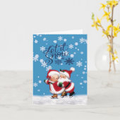 Laat het sneeuwen meneer & mevrouw Claus gevouwen  Kaart (Gele Bloem)