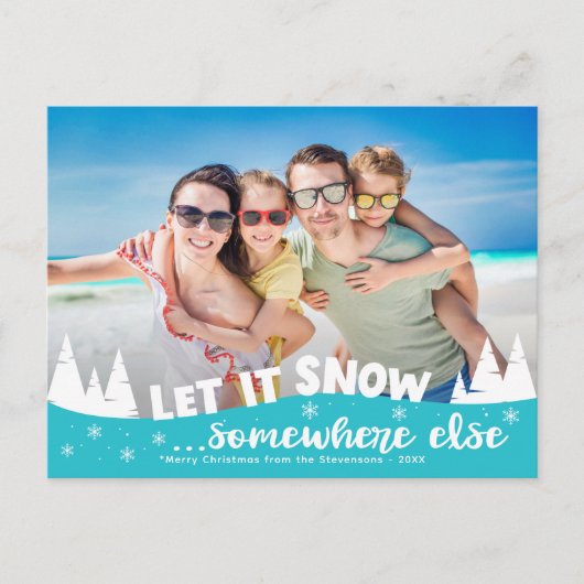 Laat het sneeuwen met een grappig vakantiestrand k feestdagenkaart (Voorkant)