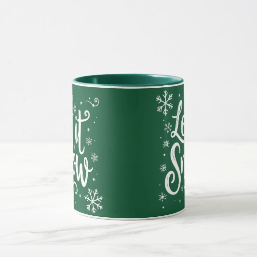 Laat het sneeuwen met elegant wit script mok (Midden)