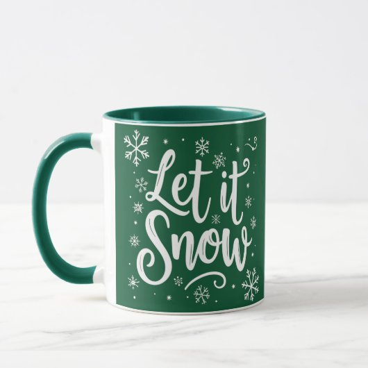 Laat het sneeuwen met elegant wit script mok (Links)