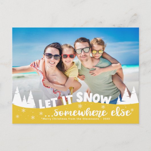 Laat het sneeuwen met grappige vakantiestranspaske feestdagenkaart (Voorkant)