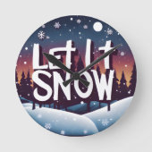 Laat het sneeuwen met het prachtige winterwonderla ronde klok (Voorkant)