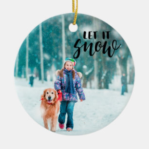 Laat het sneeuwen met kerstfoto keramisch ornament