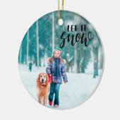 Laat het sneeuwen met kerstfoto keramisch ornament (Links)