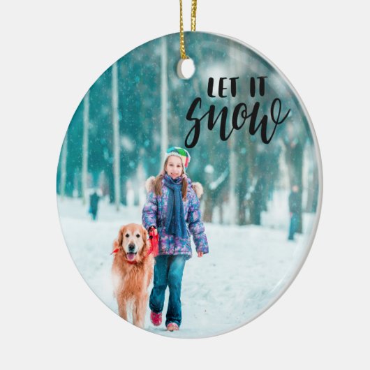 Laat het sneeuwen met kerstfoto keramisch ornament (Links)