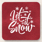 Laat het sneeuwen met kersttypografie Red/White ID Bier Onderzetter (Voorkant)
