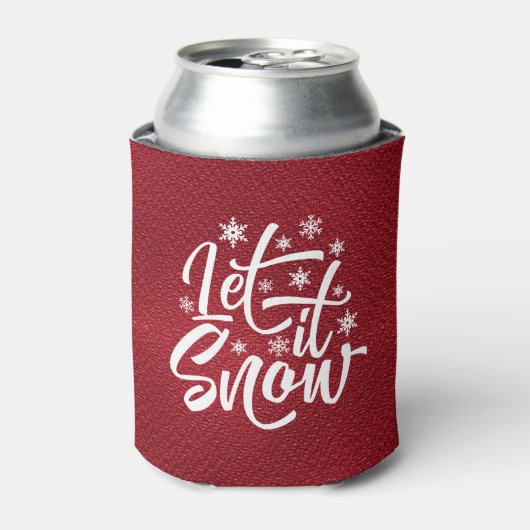 Laat het sneeuwen met kersttypografie Red/White ID Blikjeskoeler (Blikje Voorkant)