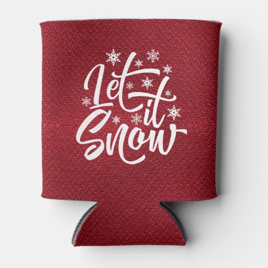 Laat het sneeuwen met kersttypografie Red/White ID Blikjeskoeler (Voorkant)